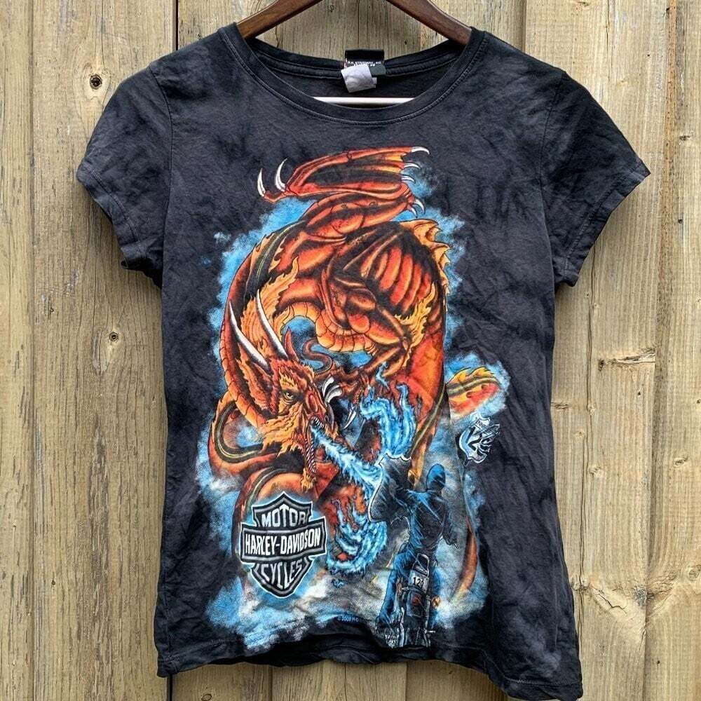 2009 Harley Davidson 'Dragon Battle' T Shirt Small